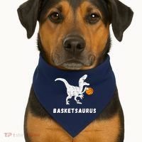 Basketball Dinosaur Baller T-rex Dino Playing Basketball USA-Made Doggie Bandana thumb 1