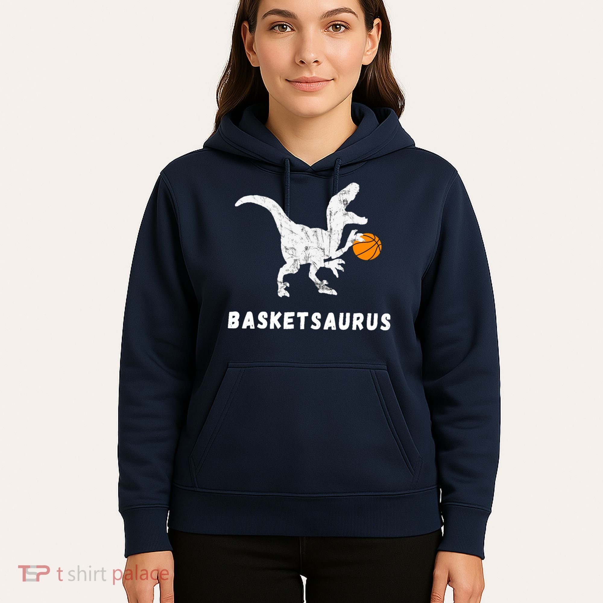 Basketball Dinosaur Baller T-rex Dino Playing Basketball Hoodie