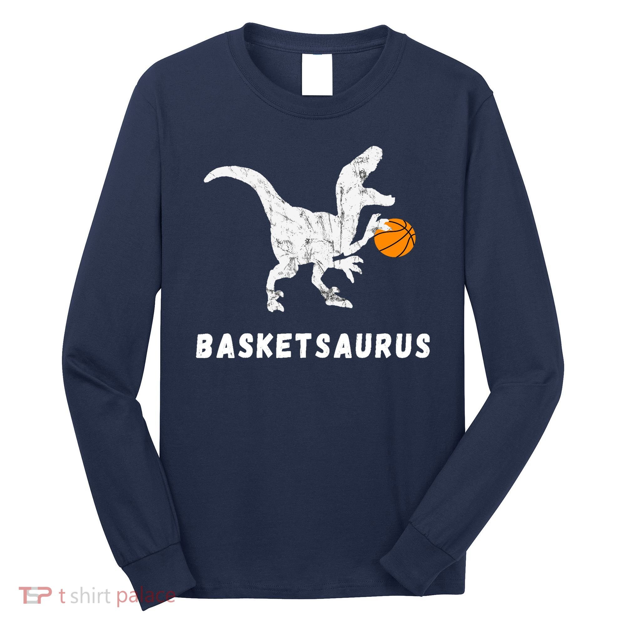 Basketball Dinosaur Baller T-rex Dino Playing Basketball Long Sleeve Shirt
