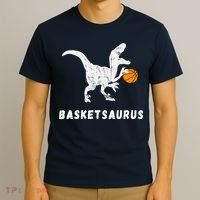 Basketball Dinosaur Baller T-rex Dino Playing Basketball T-Shirt thumb 3