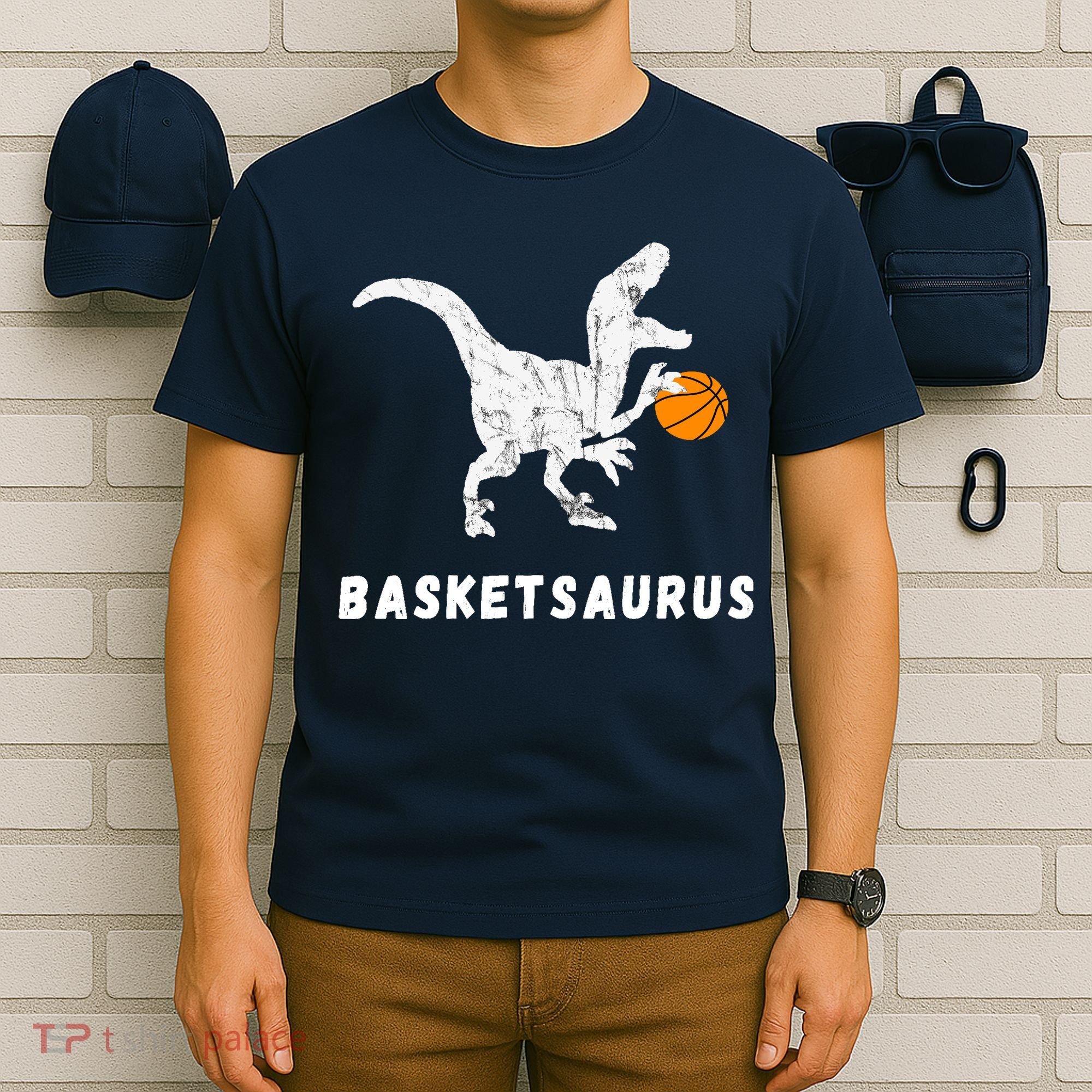 Basketball Dinosaur Baller T-rex Dino Playing Basketball T-Shirt