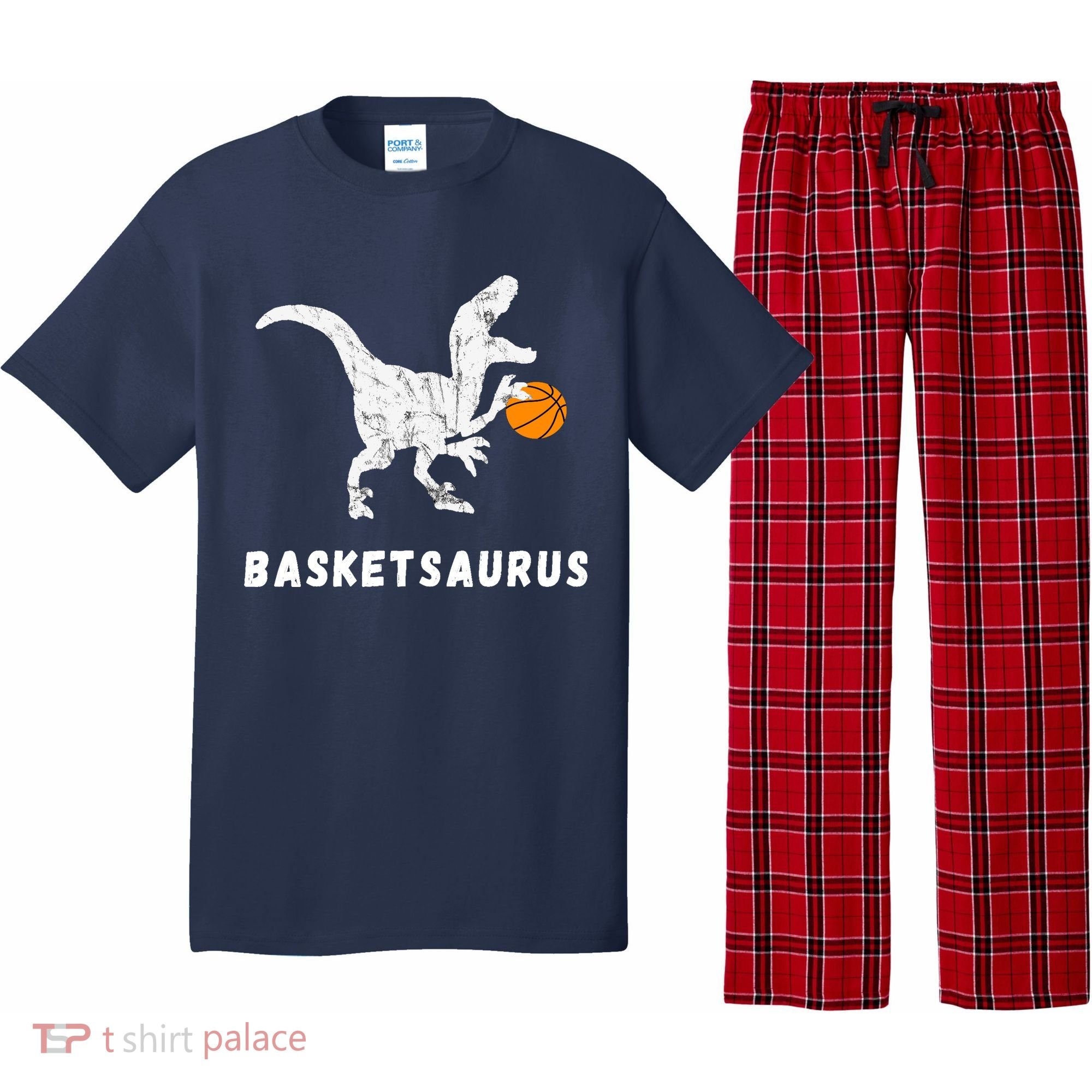 Basketball Dinosaur Baller T-rex Dino Playing Basketball Pajama Set
