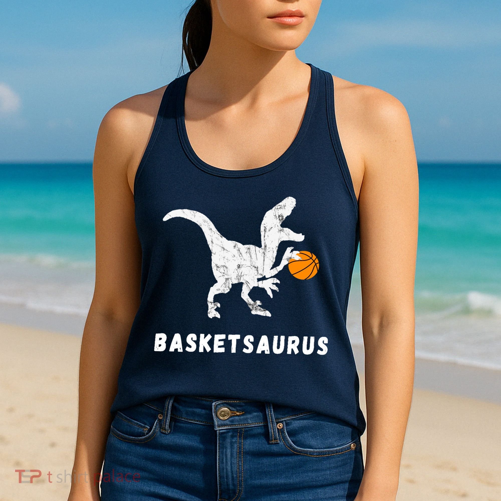 Basketball Dinosaur Baller T-rex Dino Playing Basketball Women's Tank Top