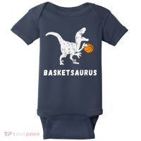 Basketball Dinosaur Baller T-rex Dino Playing Basketball Baby Bodysuit thumb 0