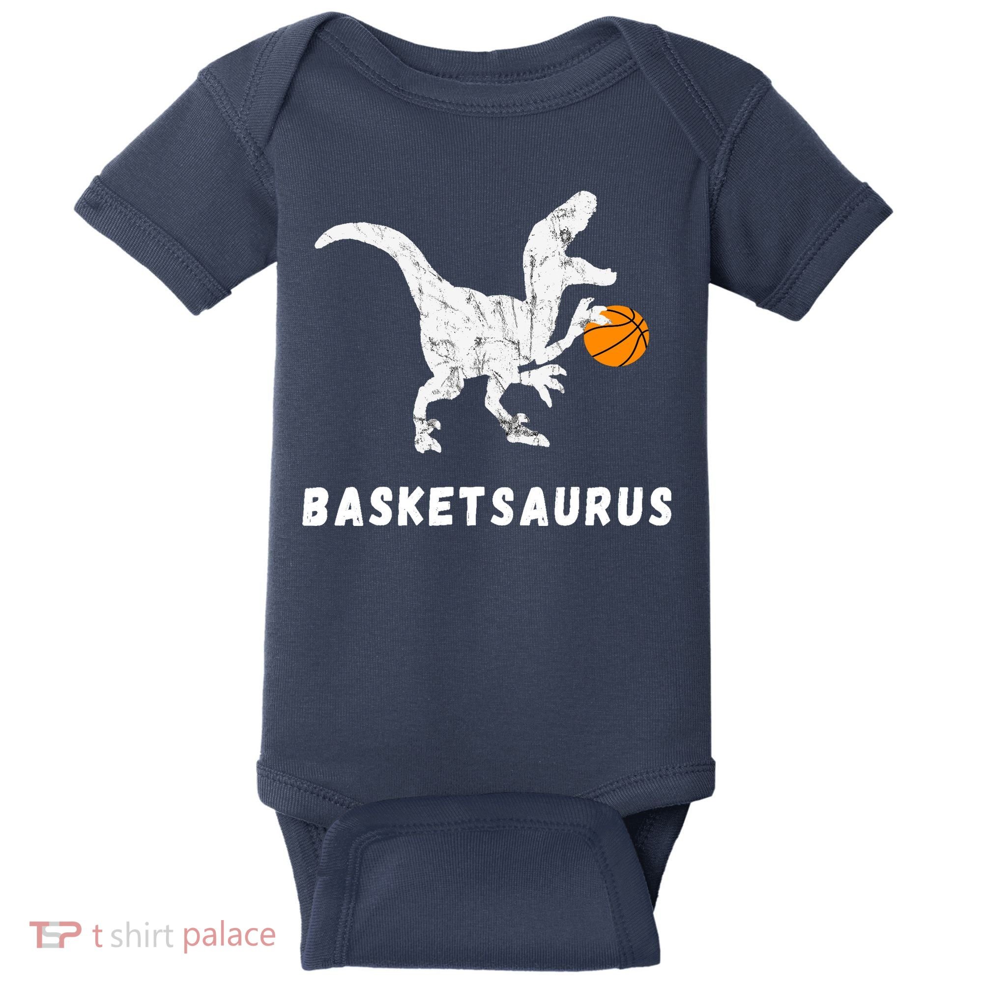Basketball Dinosaur Baller T-rex Dino Playing Basketball Baby Bodysuit