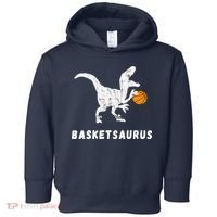 Basketball Dinosaur Baller T-rex Dino Playing Basketball Toddler Hoodie thumb 0