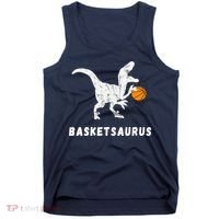 Basketball Dinosaur Baller T-rex Dino Playing Basketball Tank Top thumb 0