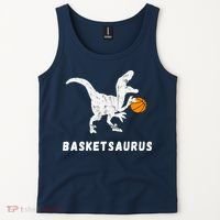 Basketball Dinosaur Baller T-rex Dino Playing Basketball Tank Top thumb 2