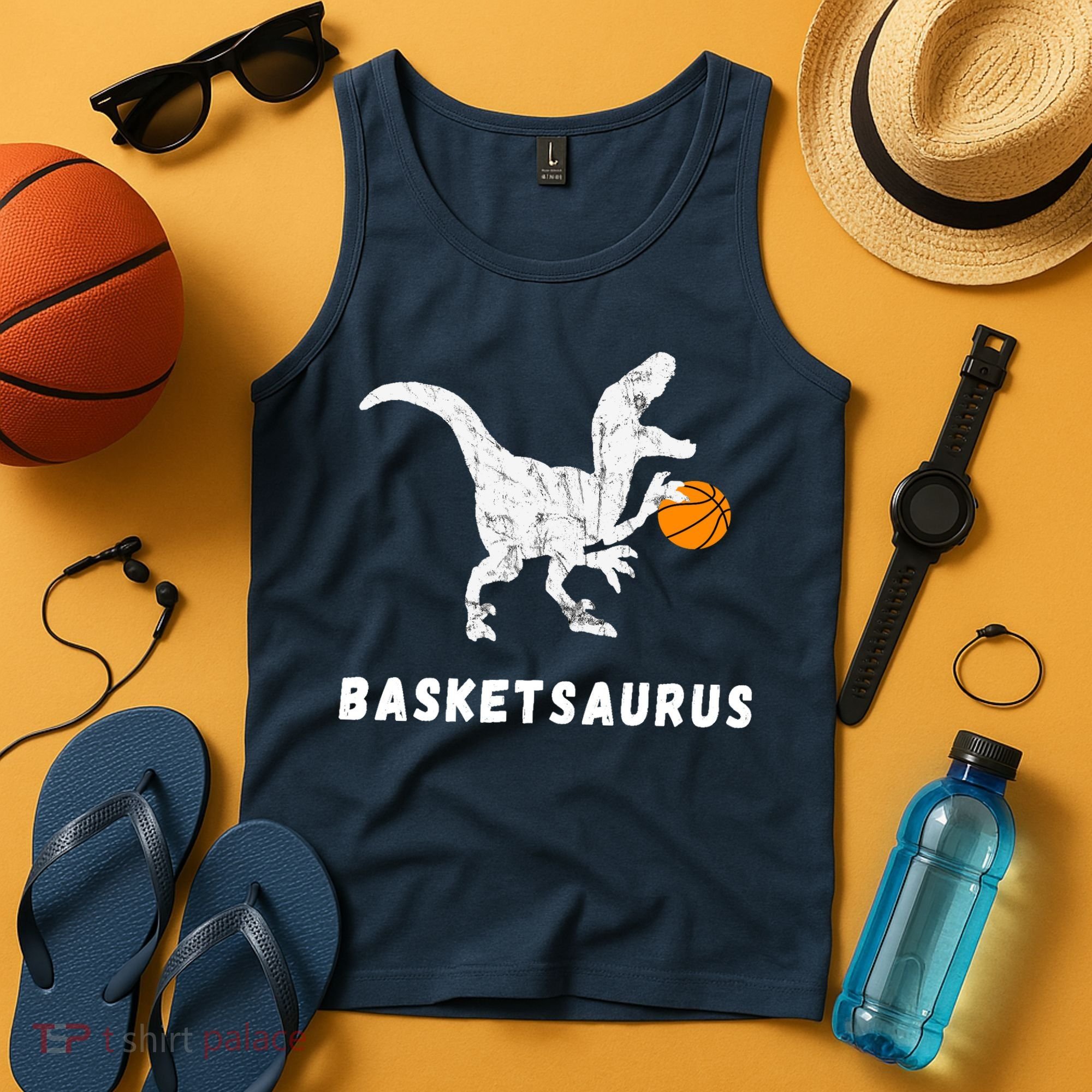 Basketball Dinosaur Baller T-rex Dino Playing Basketball Tank Top
