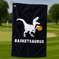 Basketball Dinosaur Baller T-rex Dino Playing Basketball Golf Towel thumb 1