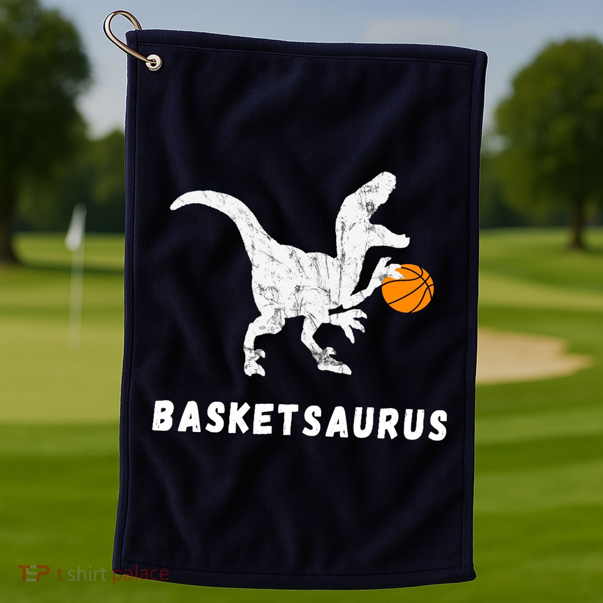 Basketball Dinosaur Baller T-rex Dino Playing Basketball Golf Towel