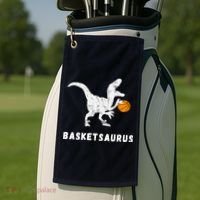 Basketball Dinosaur Baller T-rex Dino Playing Basketball Golf Towel thumb 2