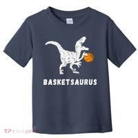 Basketball Dinosaur Baller T-rex Dino Playing Basketball Toddler T-Shirt thumb 0