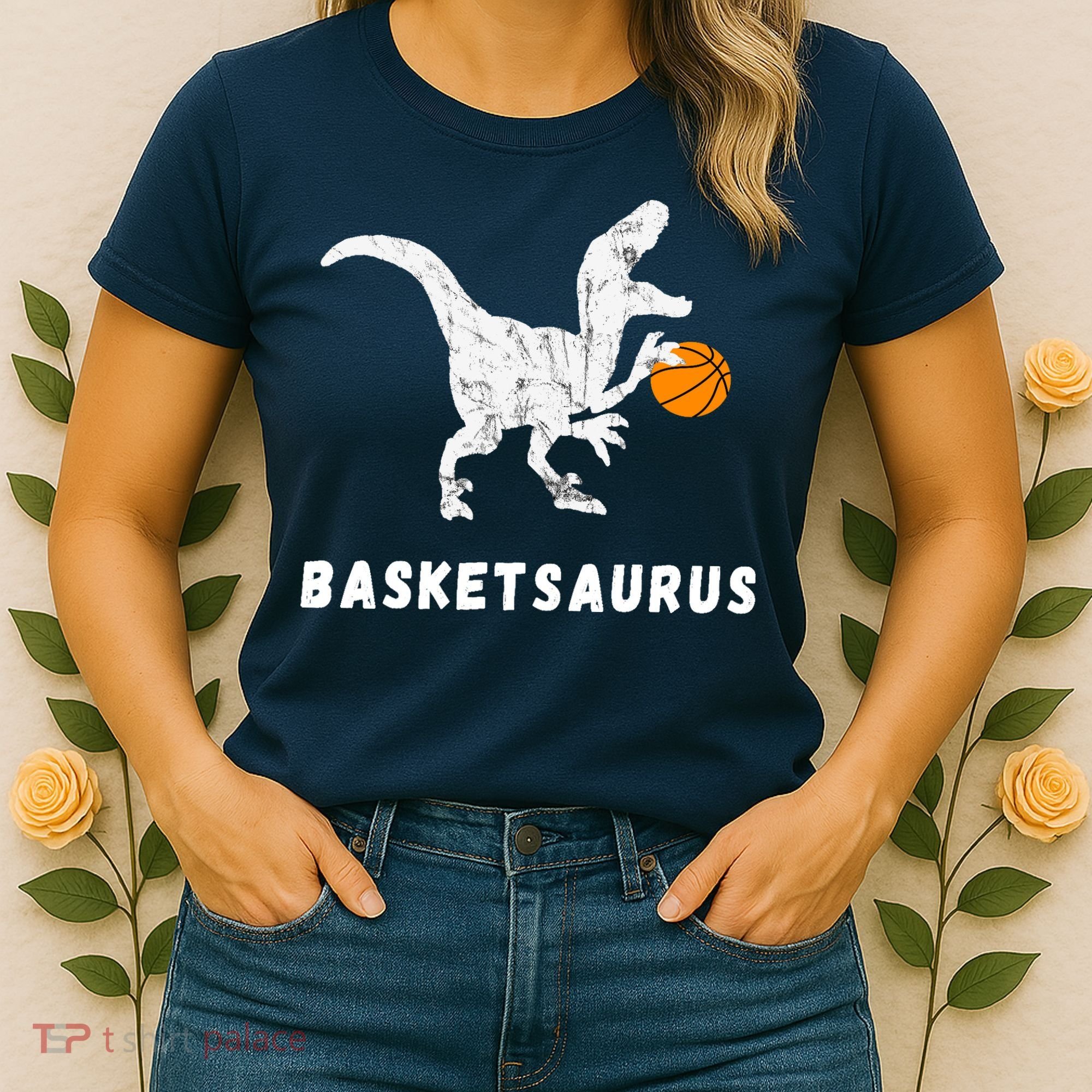 Basketball Dinosaur Baller T-rex Dino Playing Basketball Women's T-Shirt