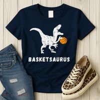 Basketball Dinosaur Baller T-rex Dino Playing Basketball Women's T-Shirt thumb 3