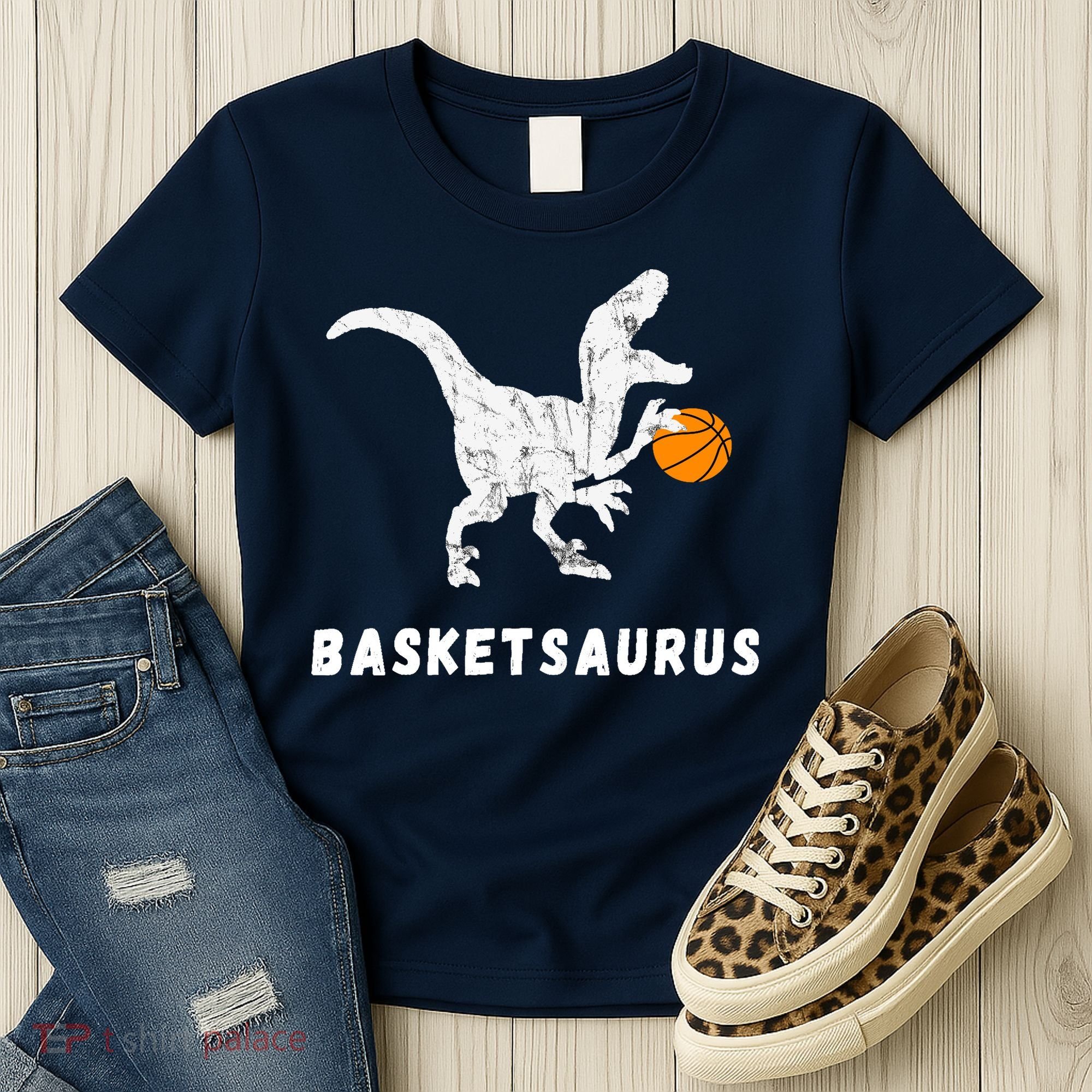 Basketball Dinosaur Baller T-rex Dino Playing Basketball Women's T-Shirt