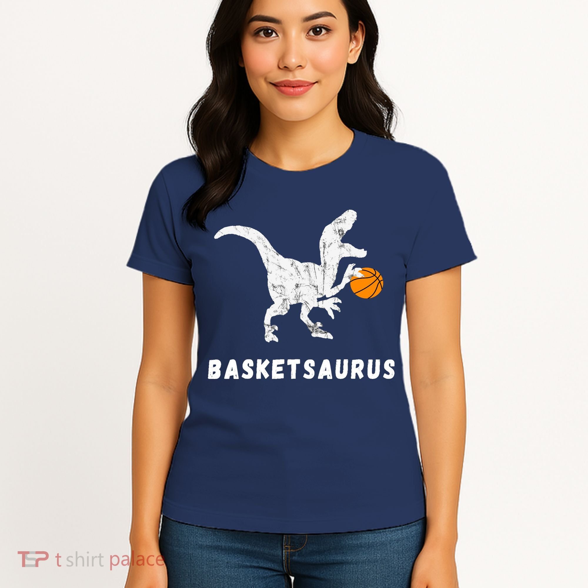 Basketball Dinosaur Baller T-rex Dino Playing Basketball Women's T-Shirt