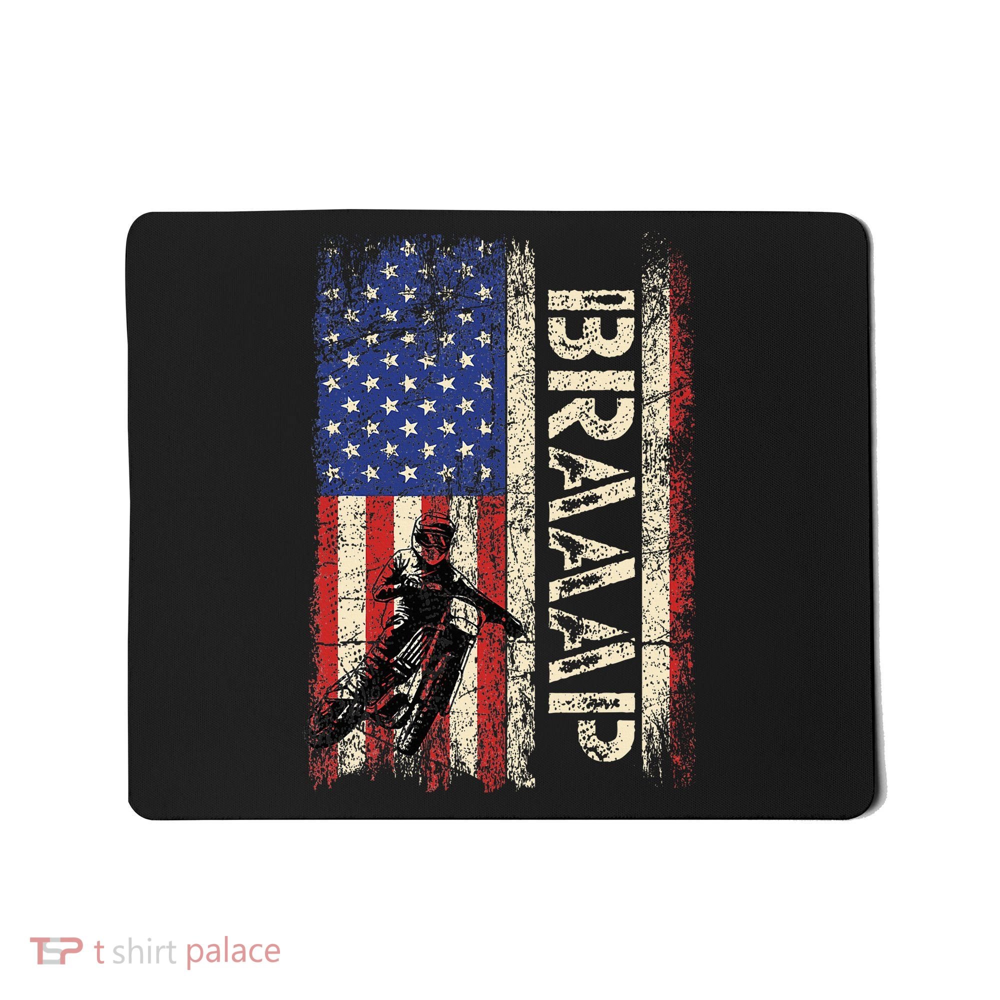 Braaap Dirt Bike USA American Flag Motocross Biker Mousepad