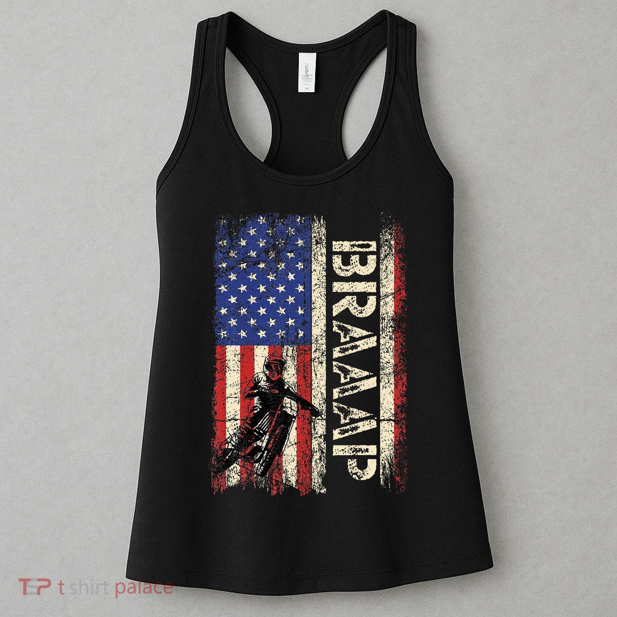 Braaap Dirt Bike USA American Flag Motocross Biker Women's Tank Top