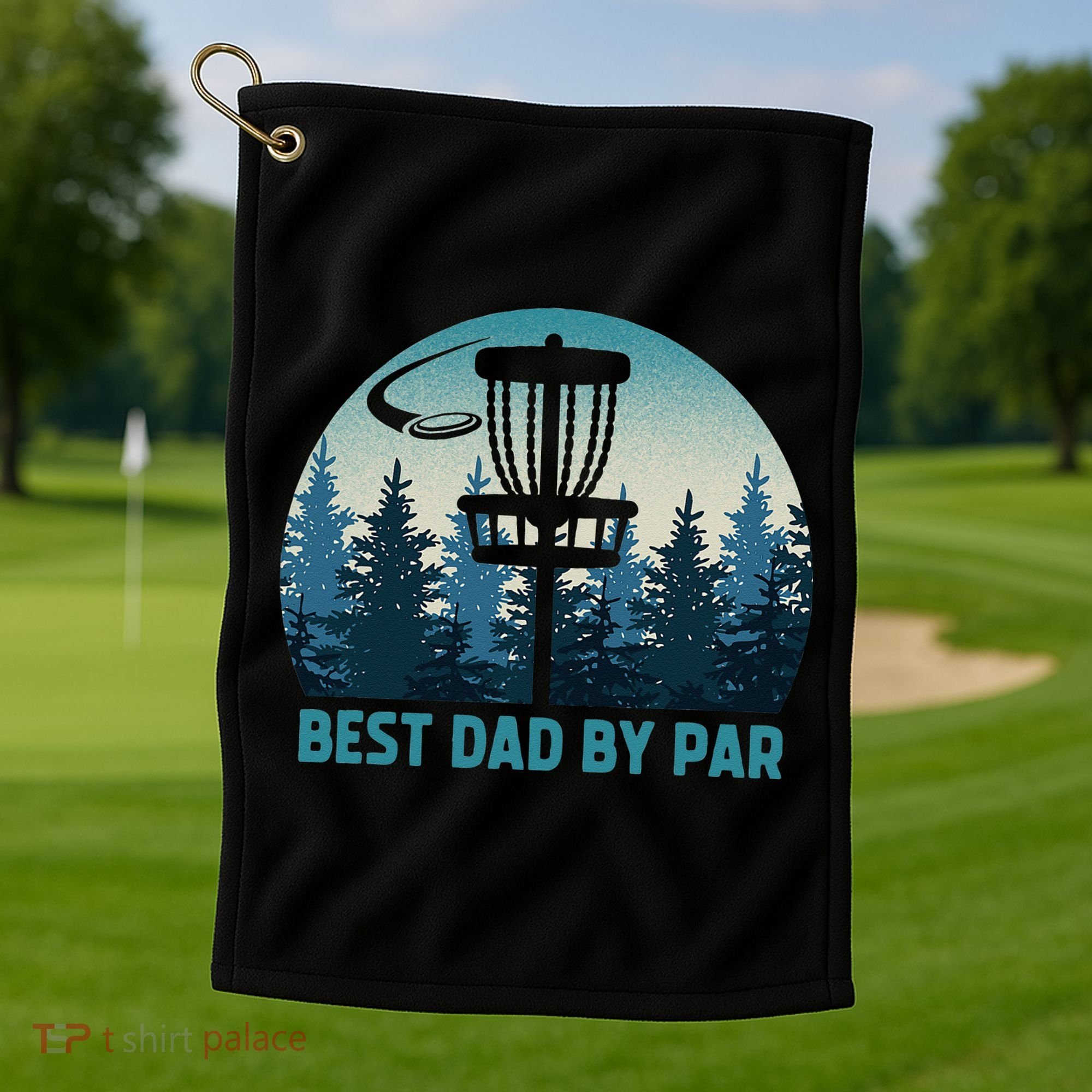 Best Dad By Par Funny Disc Golf Frisbee Golfer Fathers Day Golf Towel