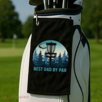 Best Dad By Par Funny Disc Golf Frisbee Golfer Fathers Day Golf Towel thumb 2