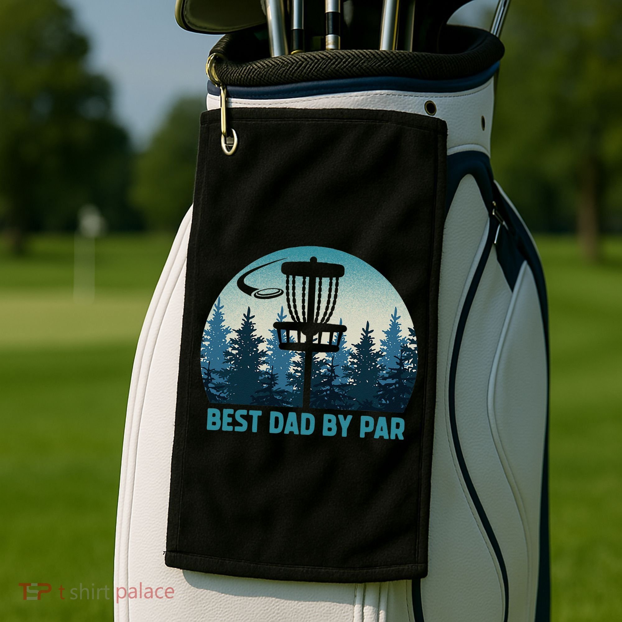 Best Dad By Par Funny Disc Golf Frisbee Golfer Fathers Day Golf Towel