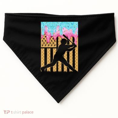 Baseball Drip Bat Dripping Ice Cream American Flag USA-Made Doggie Bandana