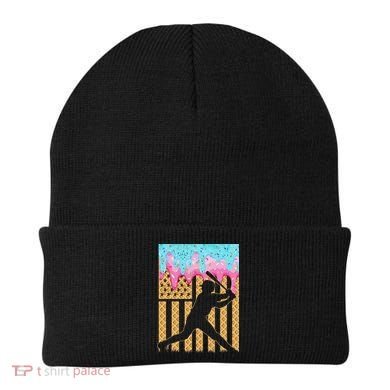 Baseball Drip Bat Dripping Ice Cream American Flag Beanie