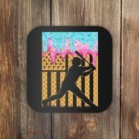 Baseball Drip Bat Dripping Ice Cream American Flag Coaster thumb 0