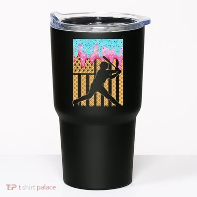 Baseball Drip Bat Dripping Ice Cream American Flag Tumbler