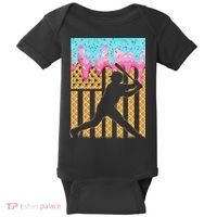 Baseball Drip Bat Dripping Ice Cream American Flag Baby Bodysuit thumb 0