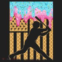 Baseball Drip Bat Dripping Ice Cream American Flag Hat thumb 2