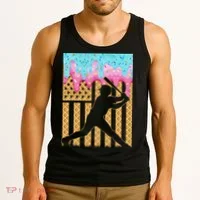 Baseball Drip Bat Dripping Ice Cream American Flag Tank Top thumb 3