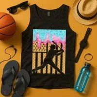 Baseball Drip Bat Dripping Ice Cream American Flag Tank Top thumb 4