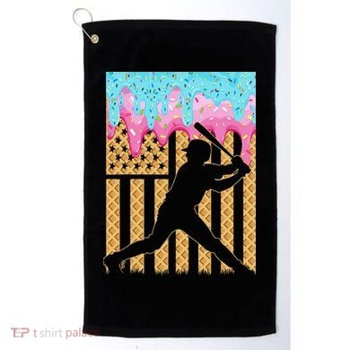 Baseball Drip Bat Dripping Ice Cream American Flag Golf Towel