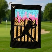 Baseball Drip Bat Dripping Ice Cream American Flag Golf Towel thumb 1