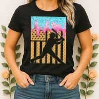 Baseball Drip Bat Dripping Ice Cream American Flag Women's T-Shirt thumb 2