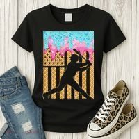 Baseball Drip Bat Dripping Ice Cream American Flag Women's T-Shirt thumb 3