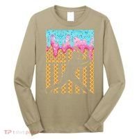 Baseball Drip Bat Dripping Ice Cream American Flag Long Sleeve Shirt thumb 0