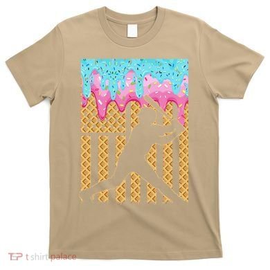 Baseball Drip Bat Dripping Ice Cream American Flag T-Shirt