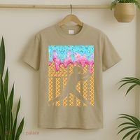 Baseball Drip Bat Dripping Ice Cream American Flag T-Shirt thumb 2