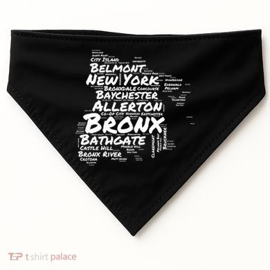 Boogie Down Bronx Neighborhoods Word Cloud Bronx New York Cute Gift USA-Made Doggie Bandana