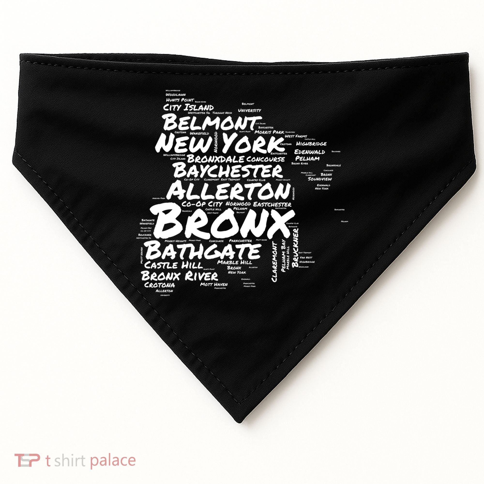 Boogie Down Bronx Neighborhoods Word Cloud Bronx New York Cute Gift USA-Made Doggie Bandana