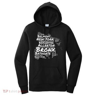 Boogie Down Bronx Neighborhoods Word Cloud Bronx New York Cute Gift Women's Hoodie