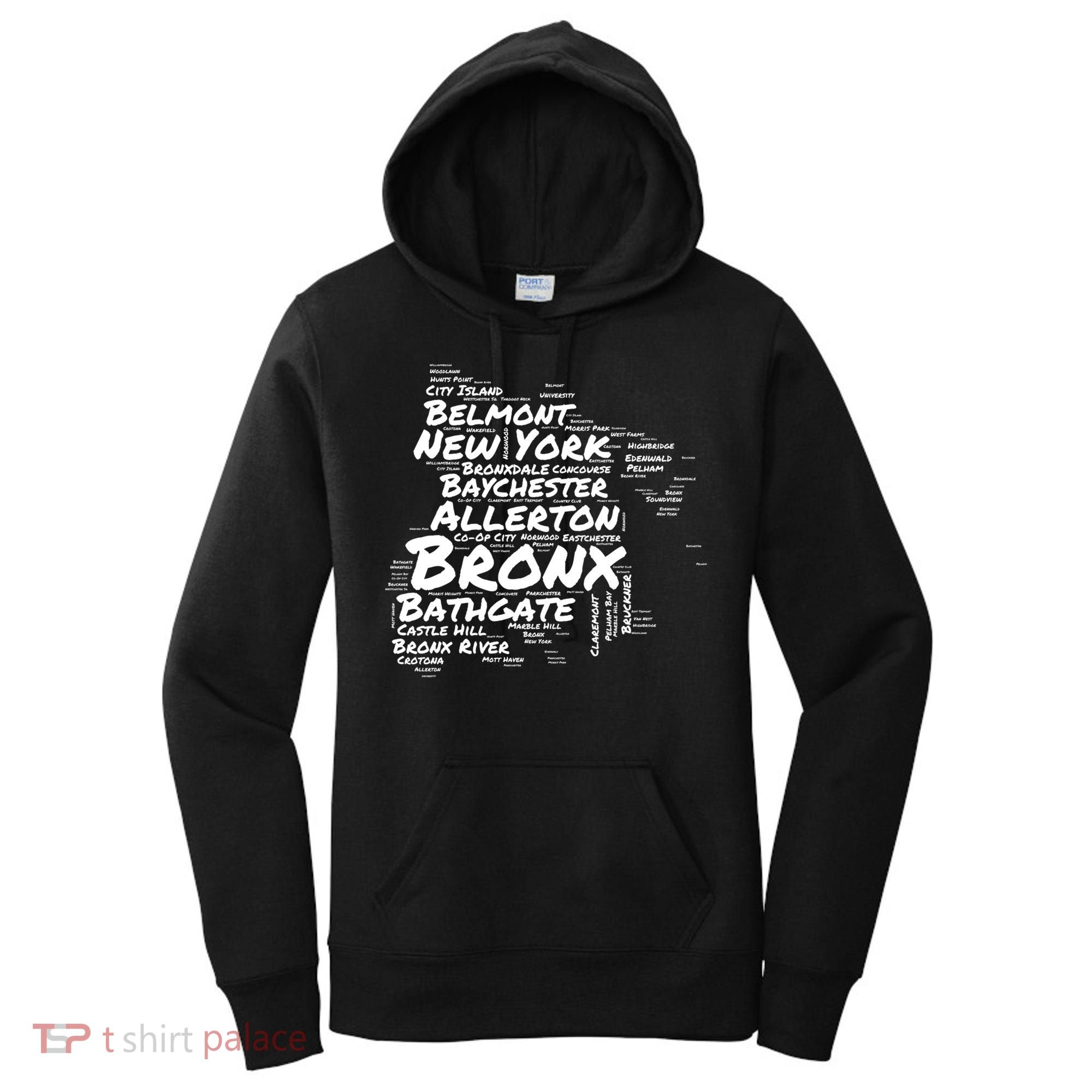 Boogie Down Bronx Neighborhoods Word Cloud Bronx New York Cute Gift Women's Hoodie