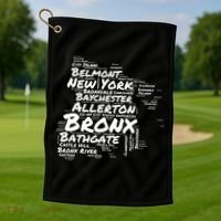 Boogie Down Bronx Neighborhoods Word Cloud Bronx New York Cute Gift Golf Towel thumb 1