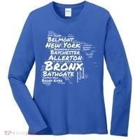 Boogie Down Bronx Neighborhoods Word Cloud Bronx New York Cute Gift Women's Long Sleeve Shirt thumb 0