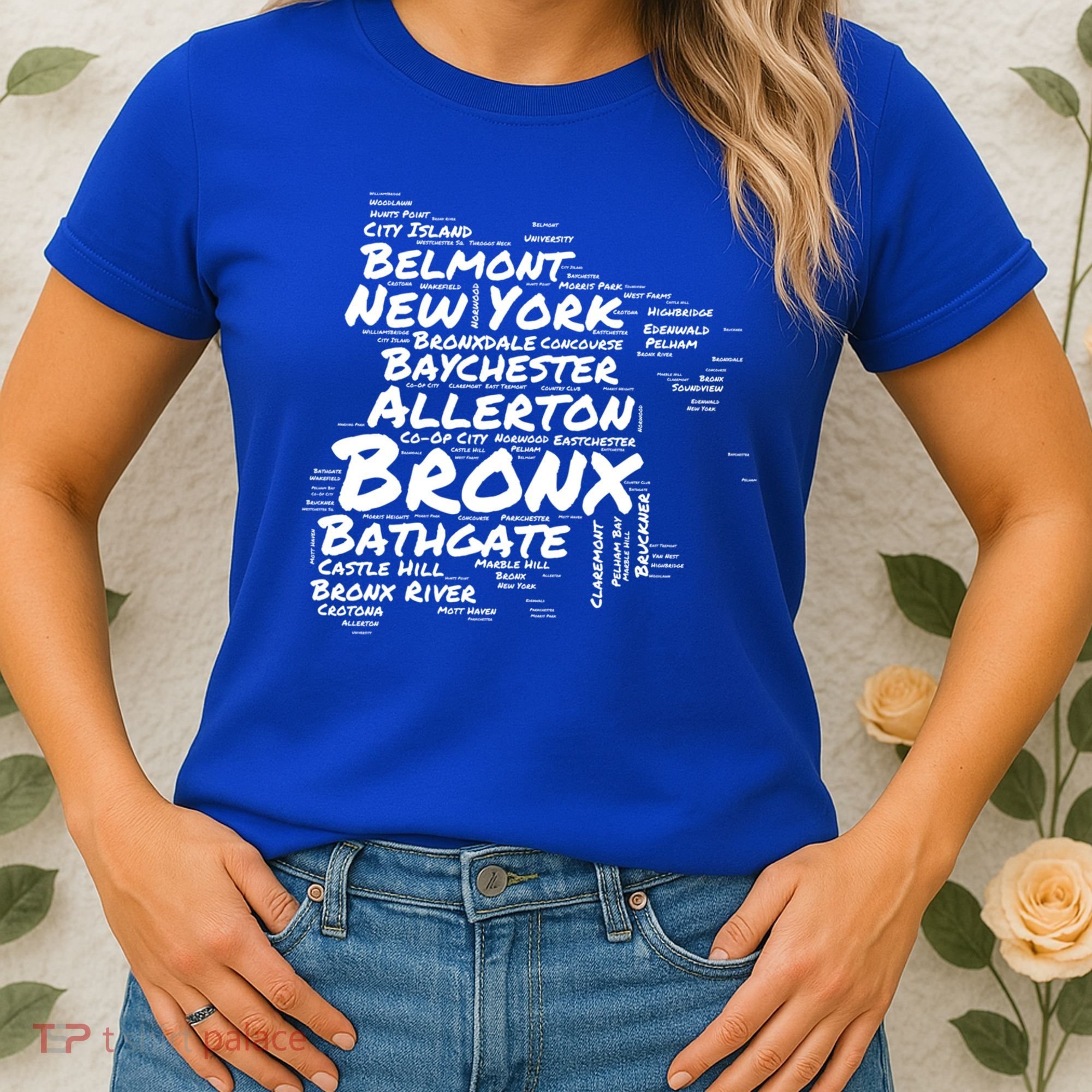 Boogie Down Bronx Neighborhoods Word Cloud Bronx New York Cute Gift Women's T-Shirt