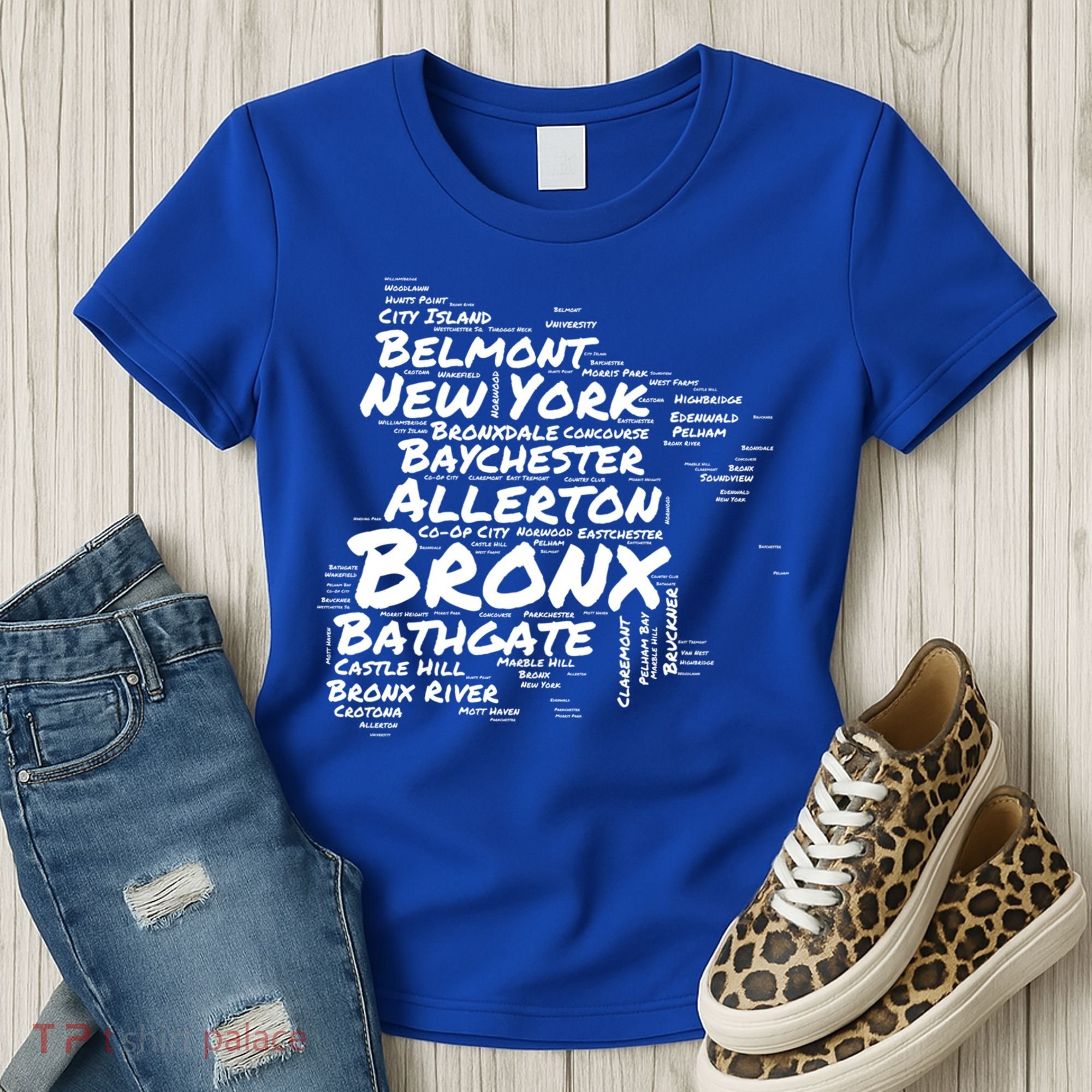 Boogie Down Bronx Neighborhoods Word Cloud Bronx New York Cute Gift Women's T-Shirt