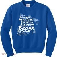 Boogie Down Bronx Neighborhoods Word Cloud Bronx New York Cute Gift Kids Sweatshirt thumb 0